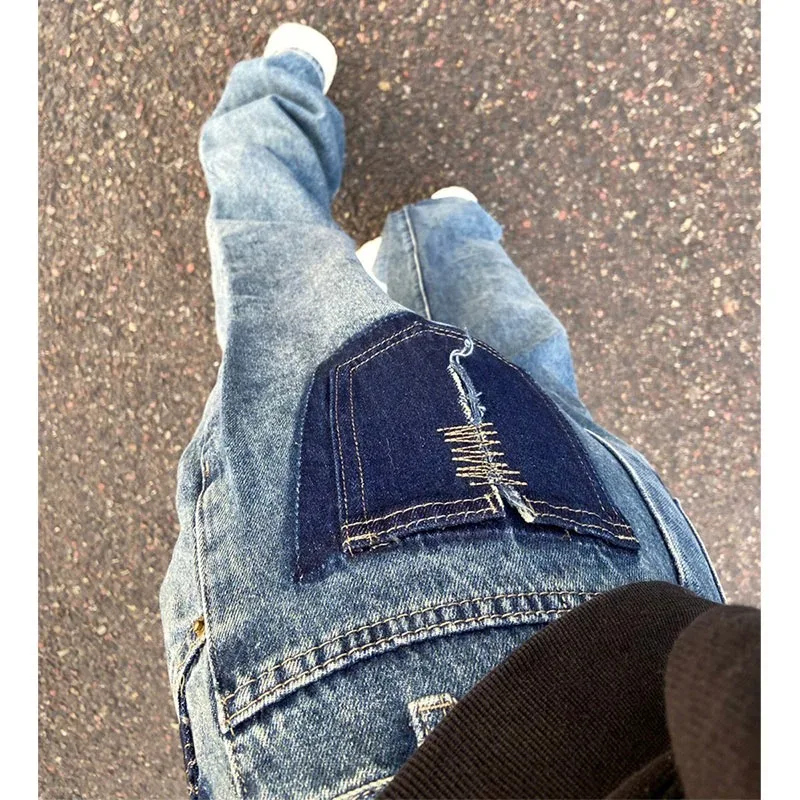 

plus Size Women's Vintage Straight Leg Jeans High Waist Slimming Wide Leg Pants Color Blo Spring Faion Casual Denim