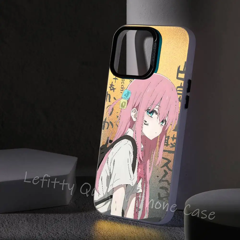 

Hitori Gotou B-Bocchi Rock Phone Case For IPhone 16 15 14 13 12 11 Pro Max Matte Aurora Multicolor Laser Metallic Gradient Funda