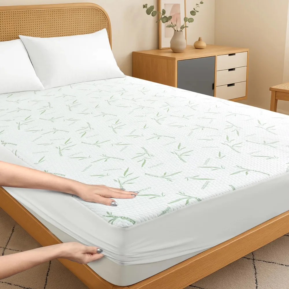 Waterproof Bamboo Fiber Mattress Cover Breathable Skin-friendly Fitted Bed Sheet Full Cover Soft Mattress Protector Kids