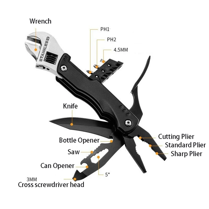 Multifunctional Wrench Screwdriver Stainless Steel Tool Outdoor Survival Wire Cutter Camping Knife Hand Tool Multitool Pliers