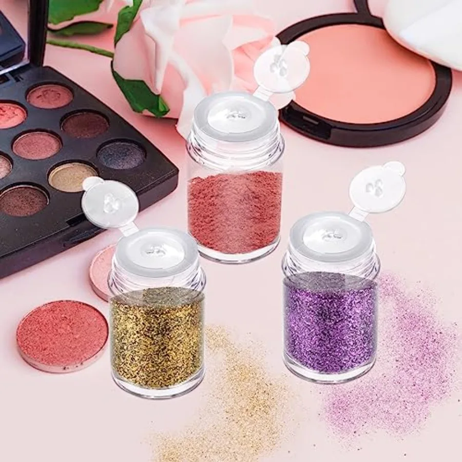 6 Pieces Mini Empty Loose Powder Bottle, Travel Size Glitter Containers Eye Shadow Powder Shaker Bottle with Sifter and Lids