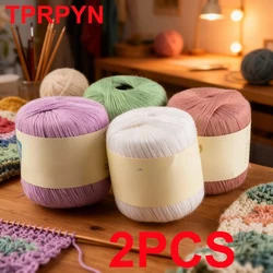2Pcs 100% Mercerized Cotton Lace Yarn Threads Crochet Algodon Hand Knitting Lanas Embroidery Arts Crafts Sweater Scarf