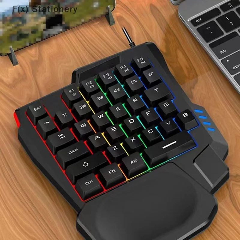 RGB 게임용 키보드 한 손으로 미니 USB 초슬림 유선 35 키 컴퓨터 PC 노트북 용 한 손으로 백라이트 키보드