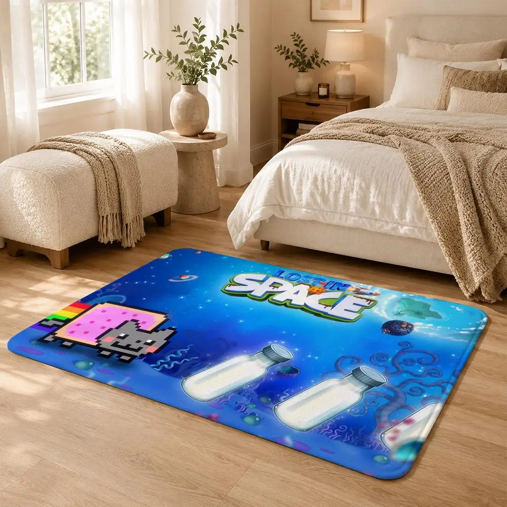Animation N-nyan cat lost in space Floor Mat Non-Slip Absorbent Floor Mat Decorative Rug for Home Bathroom Bedroom Entryway