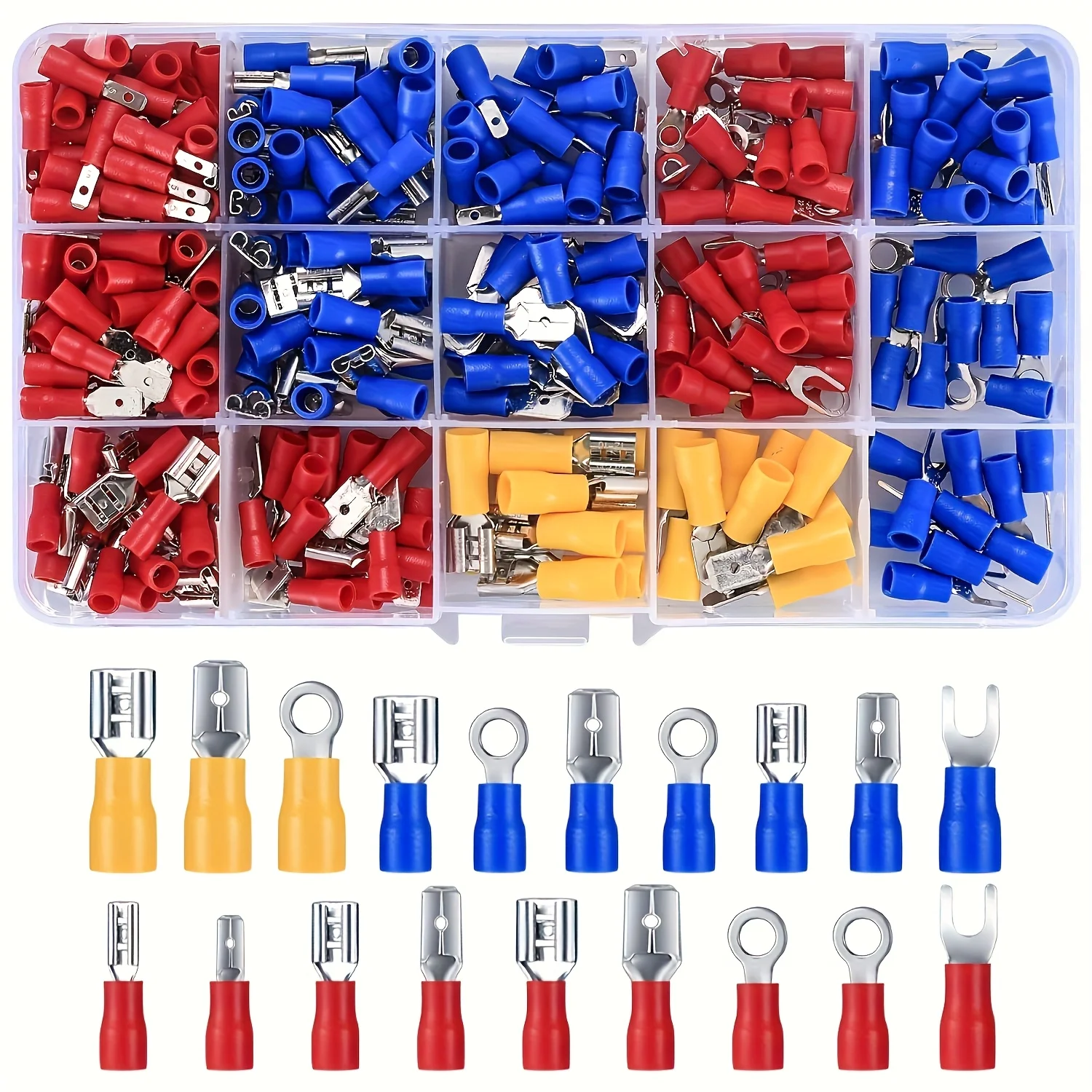 Kabelcrimpzange für Isolierte Steckverbinder: Stoßverbinder, Ringverbinder, Flachverbinder, Schnellkupplungen - Crimpklemmen und Kabelschuhe Sortiment-Set – Detail 3