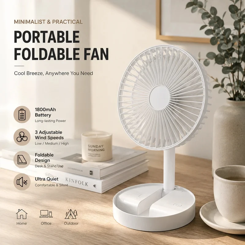 

Summer Gift Portable Plug-in Desktop Fan With Height-adjustable, Strong Wind, Foldable And Telescopic Mobile Phone Stand.