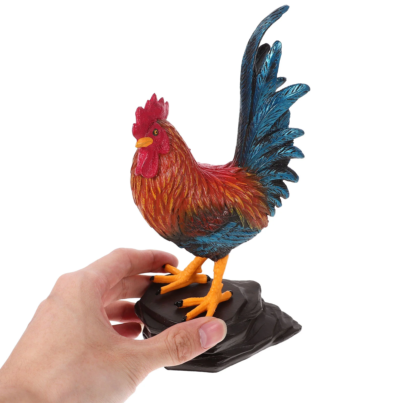 Rooster Floor Ornaments Chicken Figurine Statue for Garden Model Lifelike Decor Plastic Child