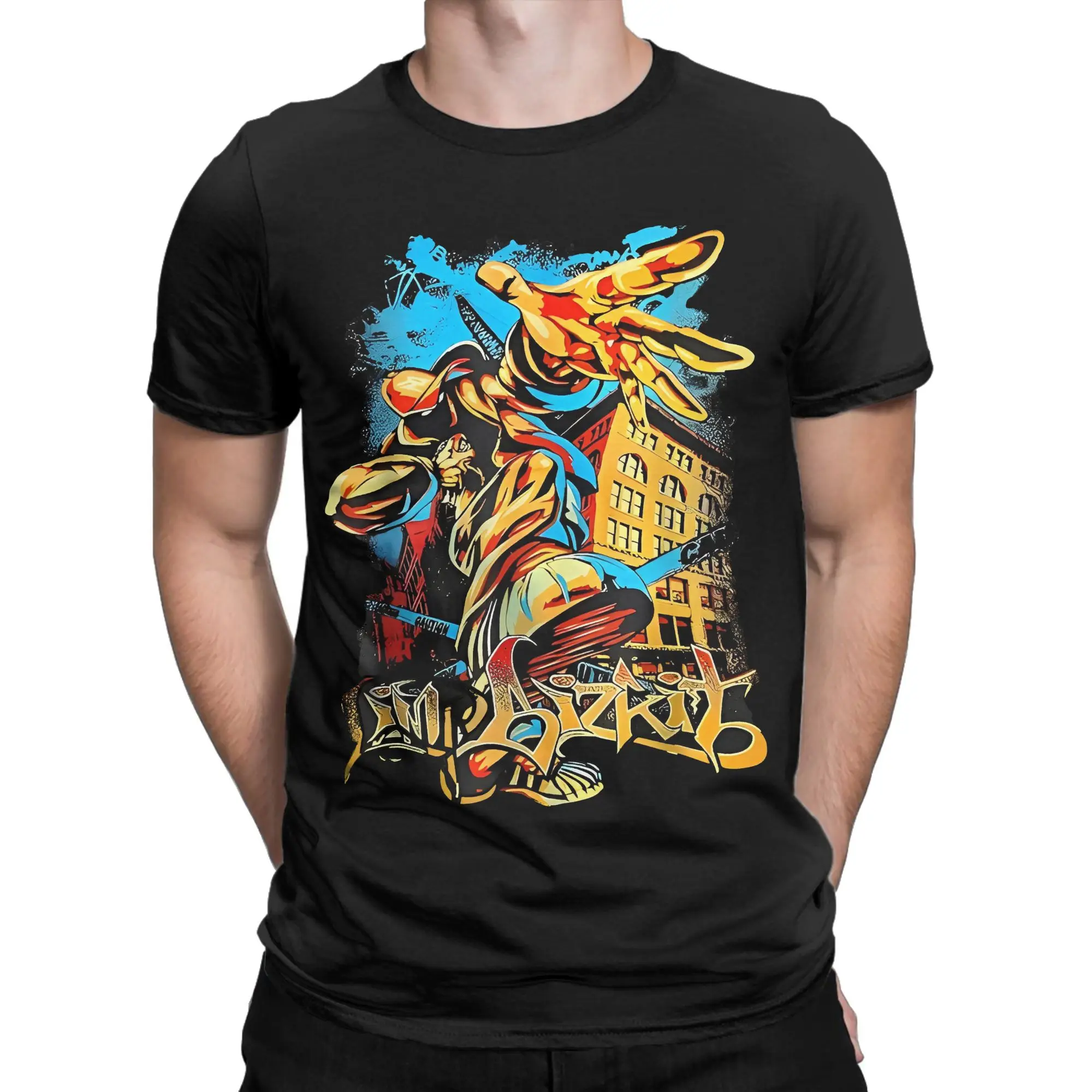 

Limp Bizkit City Men's T Shirts Novelty Tee Shirt Short Sleeve Round Collar T-Shirt Cotton Gift Idea Tops