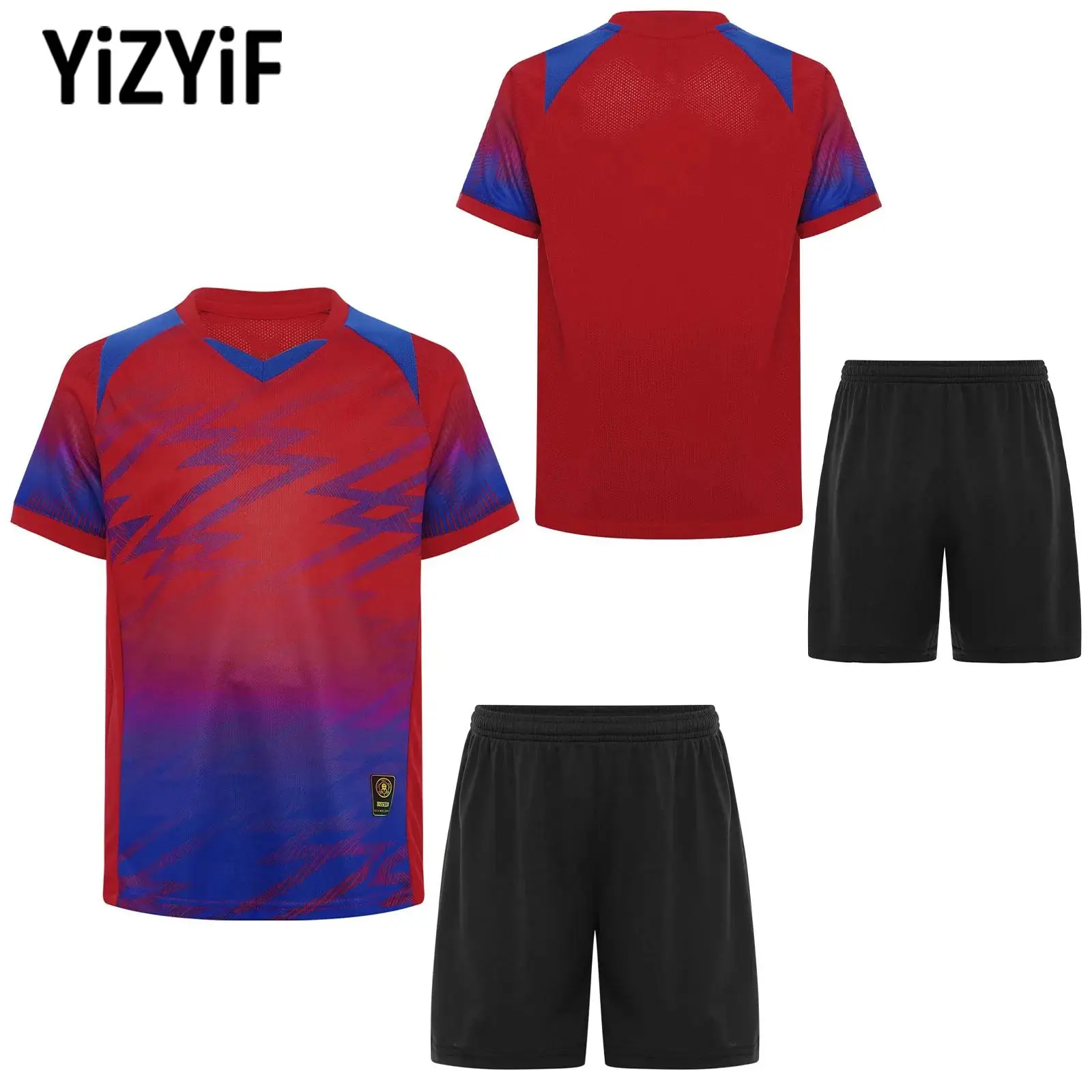 

Kids Fashion Sports Set Tracksuit Boys Football Training Uniform Breathable Quick-drying Short Sleeve T-shirt with Sports Shorts