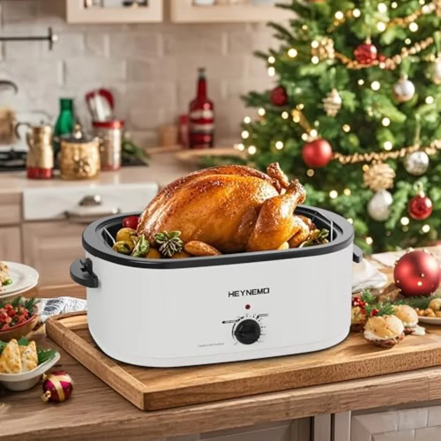 Electric Roaster Oven, Electric Turkey Roaster with Viewing and Self-basting Lid, Stainless Steel Turkey Roaster Oven