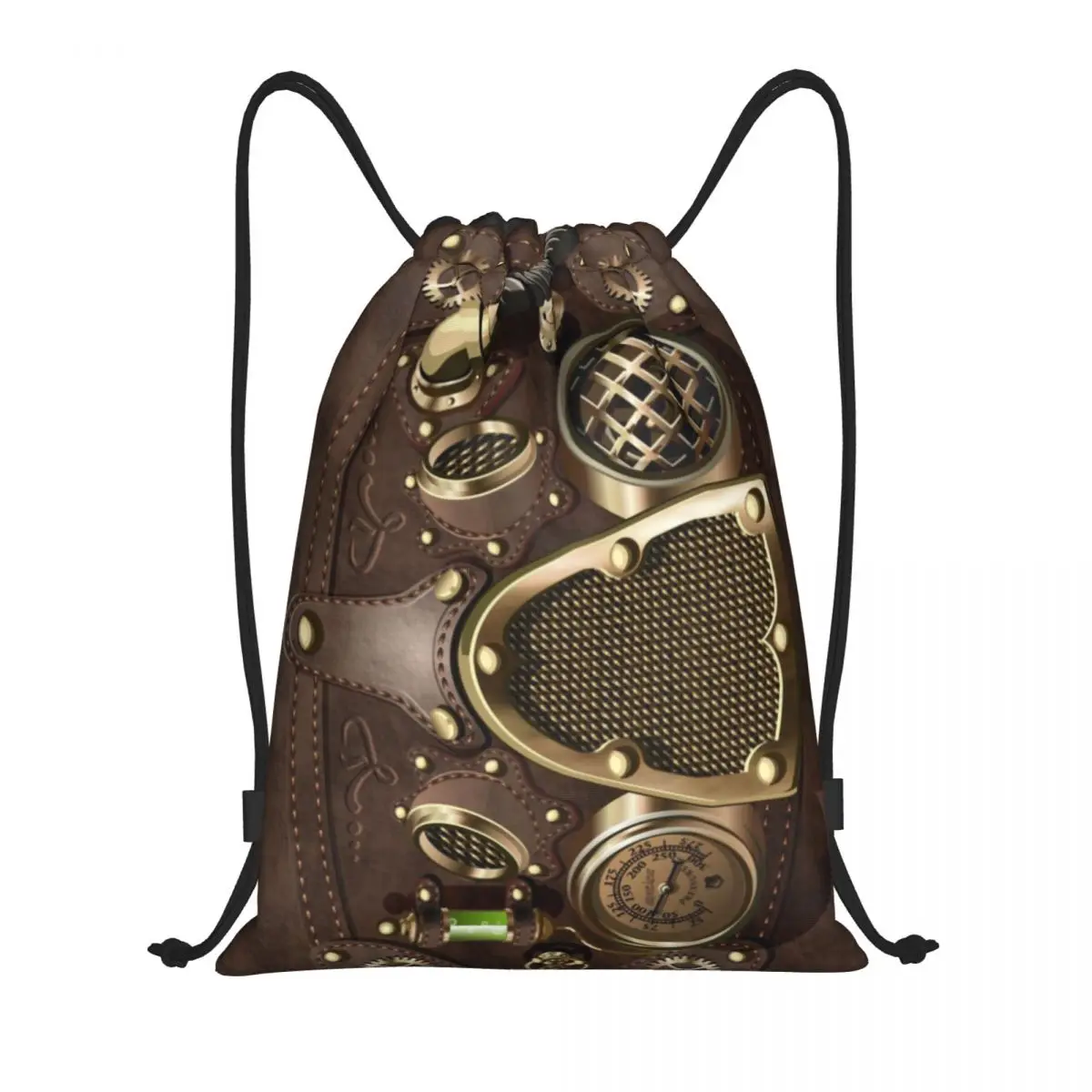 Saco de cordão de couro Steampunk personalizado para homens e mulheres, leve, capacete piloto, mochila de armazenamento de ginástica esportiva