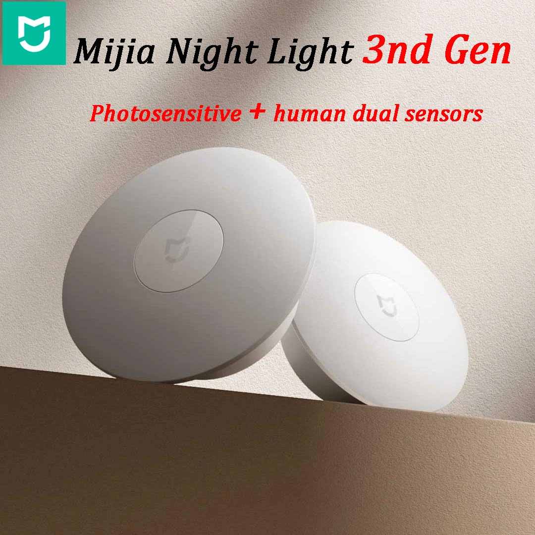 Mijia Night Light 3nd Gen Photosensitive Human Dual Sensors 600mAh Type-c Charge 120° Wide Range Recognition Home Night Light