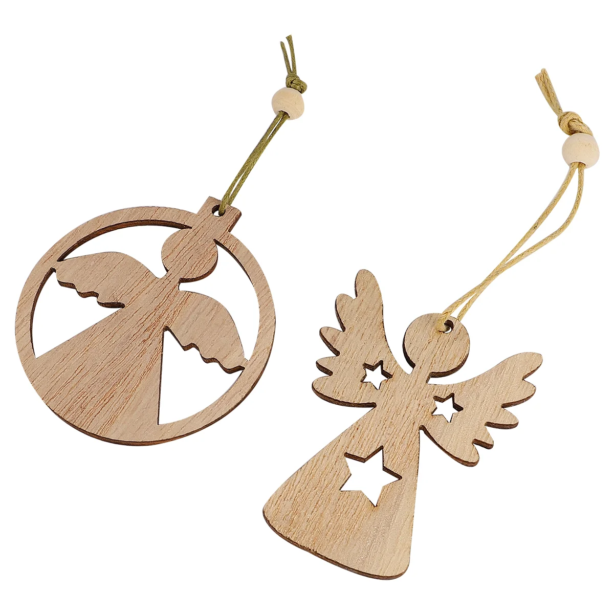 12 Pcs Christmas Decoration Party Pendant Wooden Angel Shaped Hanging Ornaments Decorations Tree Pendants