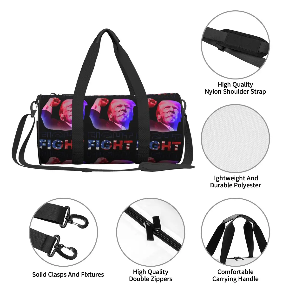 Bolsa de viaje de lucha para hombre, bolsa de entrenamiento, bolsa de gimnasio, personalizada, grande, divertida, deportiva, Fitness, Donald Trump, Tiro en Rally