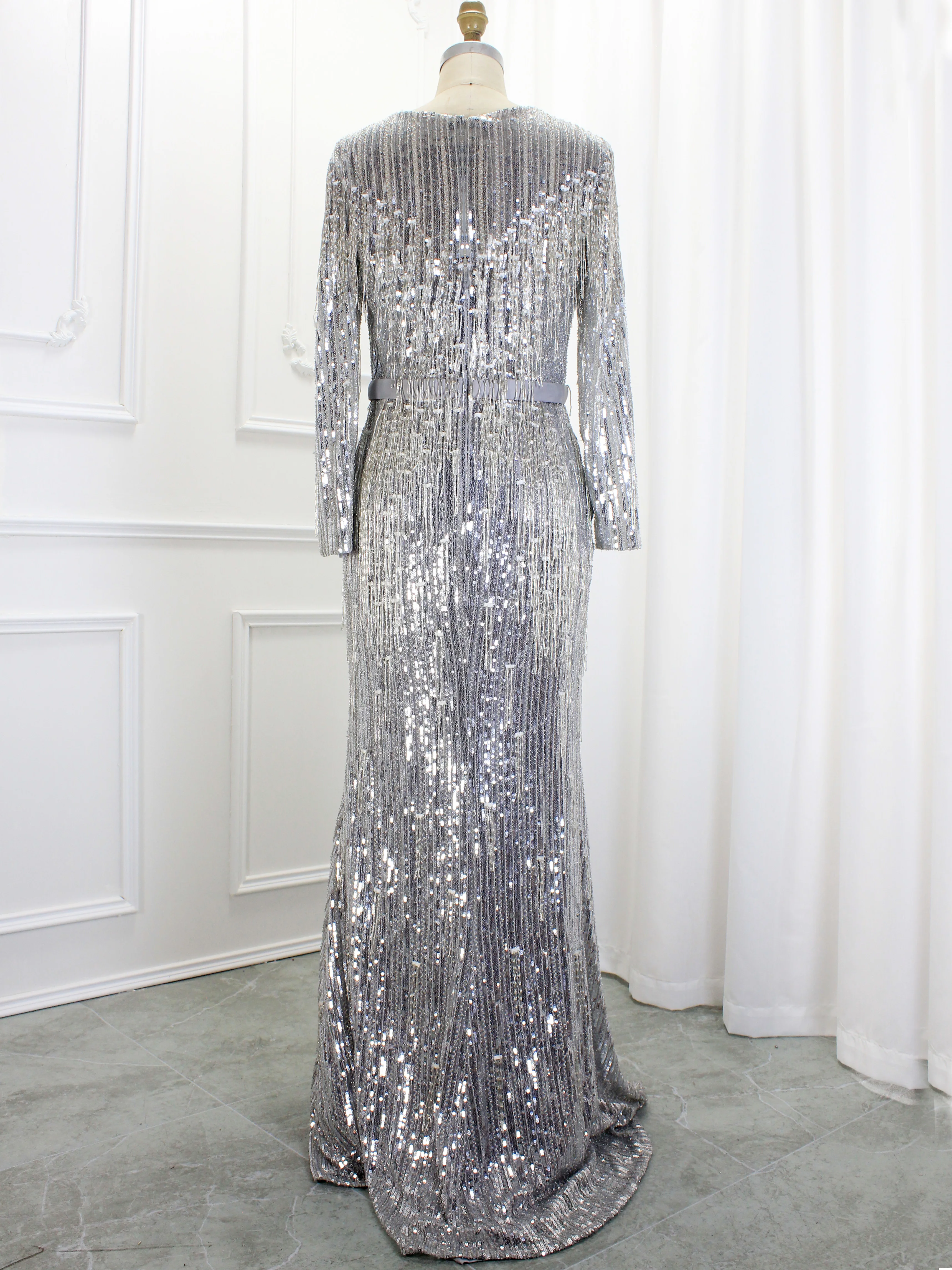 Robe de soirée sirène en diamant gris musulman pour femme, jupe élégante avec glands, fête de mariage, meilleur prix, 2024, offre spéciale