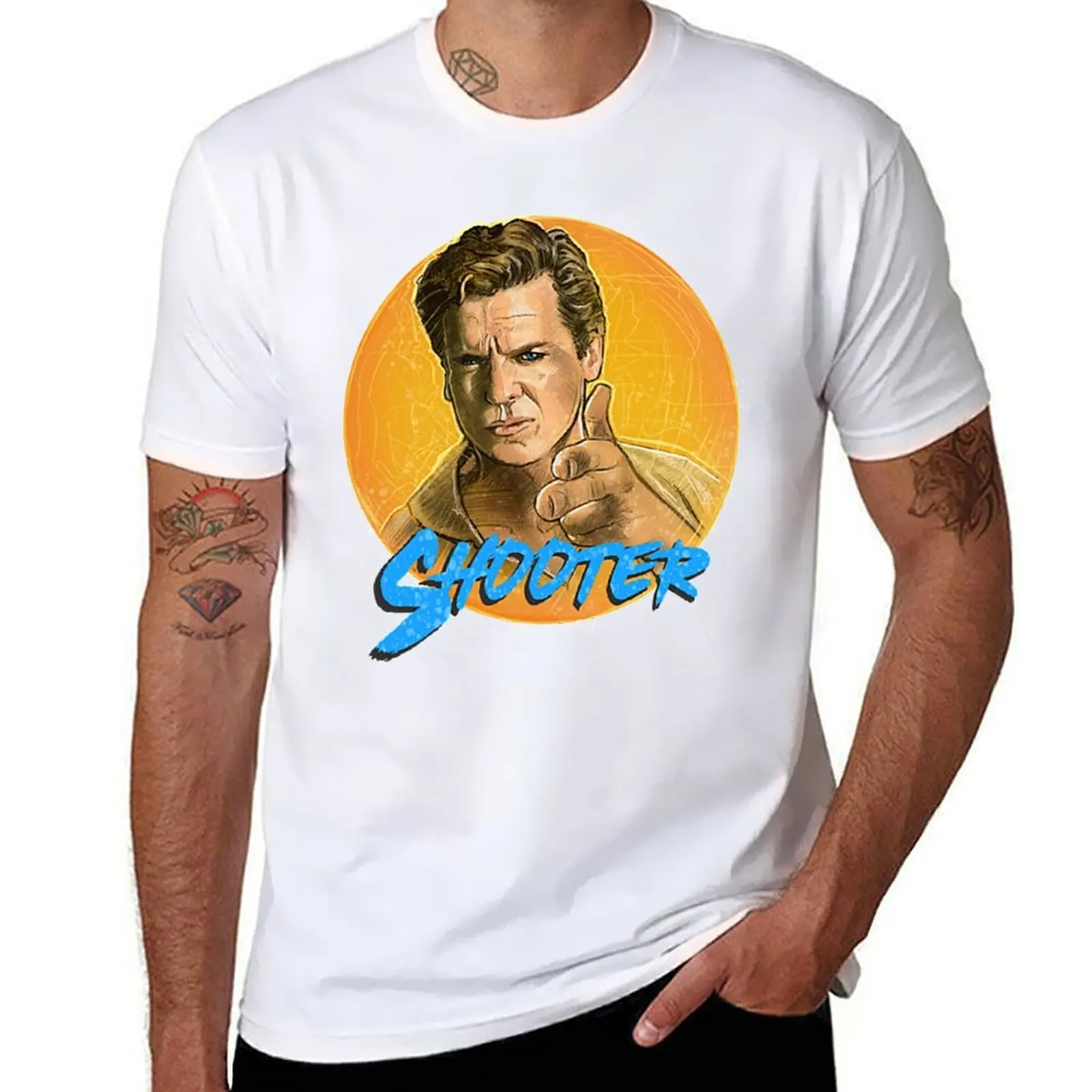 

Shooter McGavin blue T-Shirt All Match Basic Short Sleeve Top