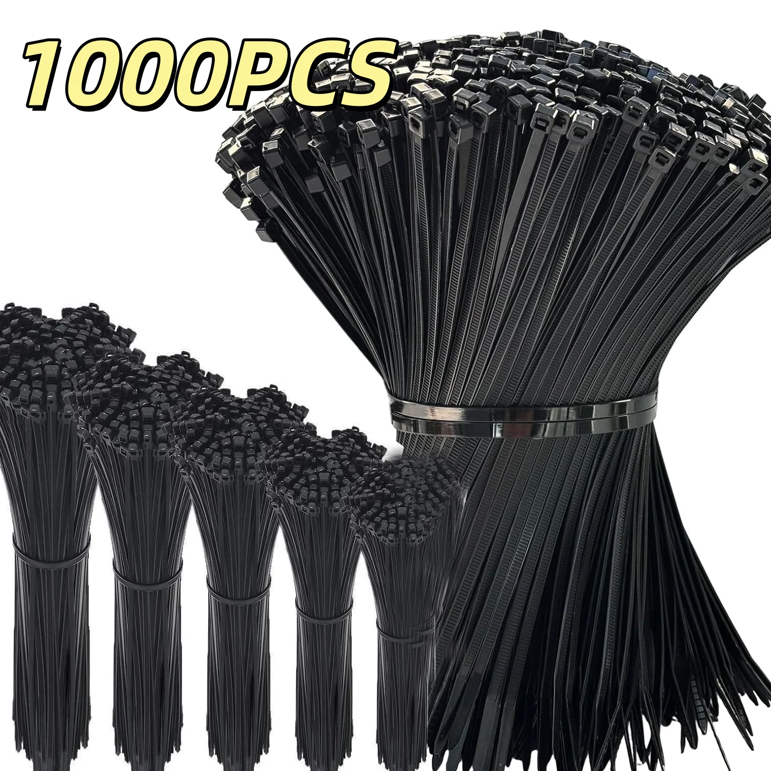 1000pcs Nylon Cable Wire Zip Ties Self-Locking Cord Strap Width 0.14inch Plastic Perfect for Home Outdoor Office Garage Workshop