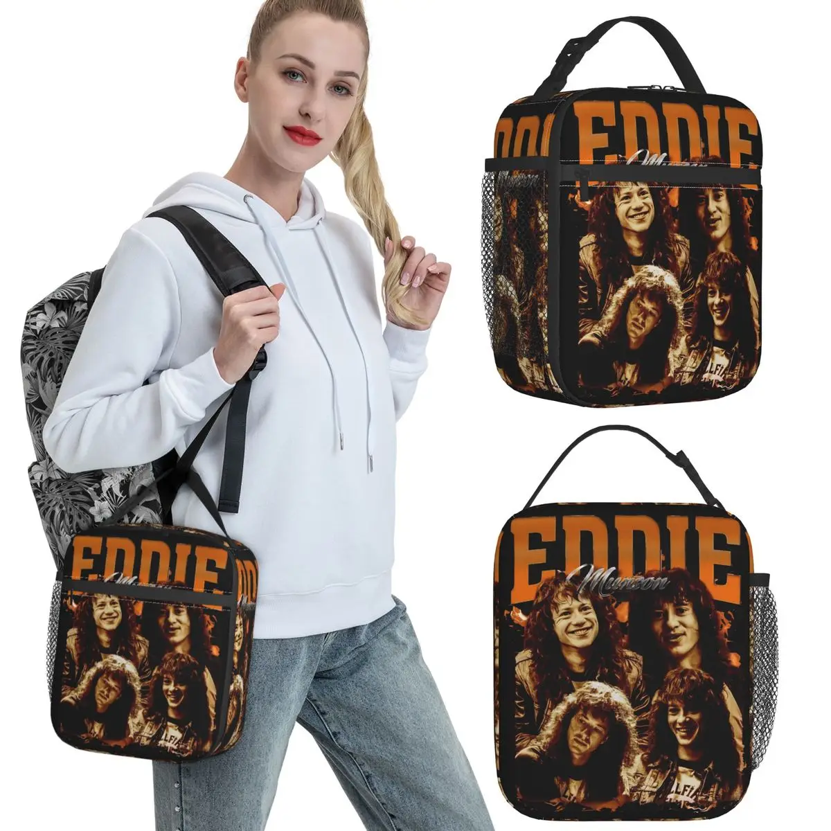 

Vintage Eddie Munson Bootleg Accessories Insulated Lunch Bag For Travel Food Container Portable Thermal Cooler Lunch Boxes