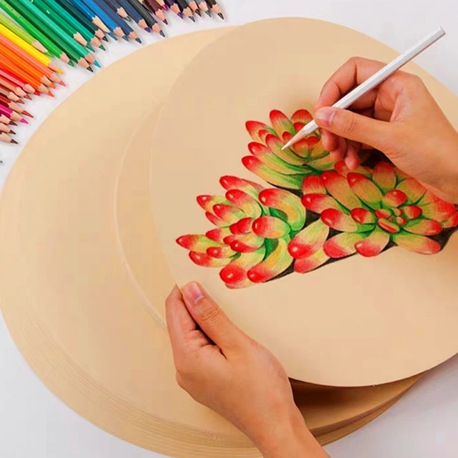 

50 Pcs Art Sketch Drawings Round Cardboard Paper Painting Kraft Cards Cardstock