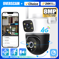Dual Lens 4G Sim Card Camera 8MP 4K Outdoor Color Night Vision PTZ CCTV Smart Security Home Surveillance ICam365 APP IP Cameras