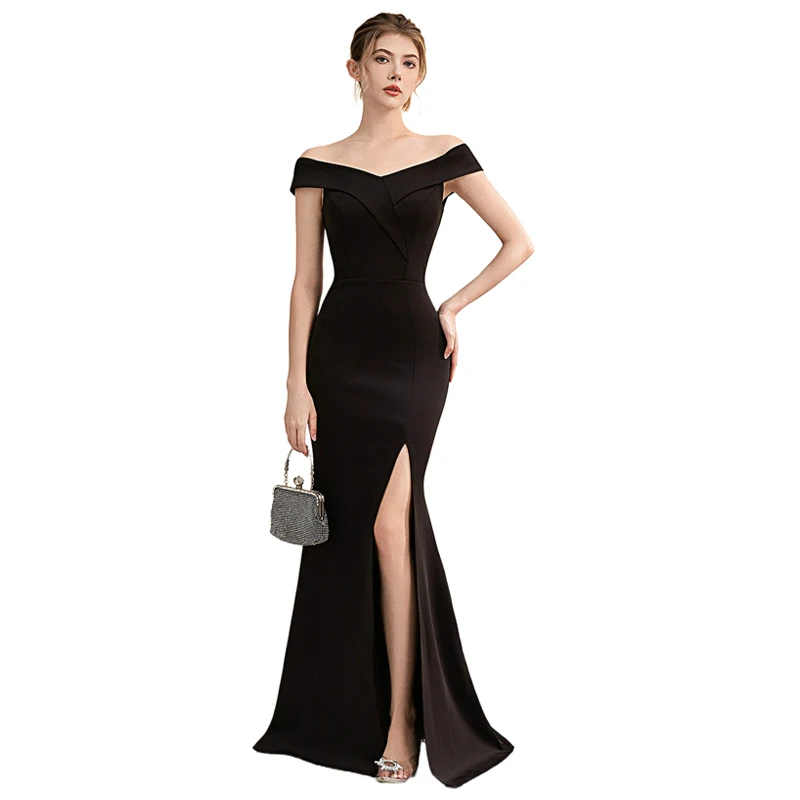 Damen Off-Shoulder Meerjungfrauen-Abendkleid Langes Kleid für Braut, Toast, Bankett, Party, Cocktail, Hochzeit, Formelle Elegante Dinner-Kleider 2026 – Detail 5