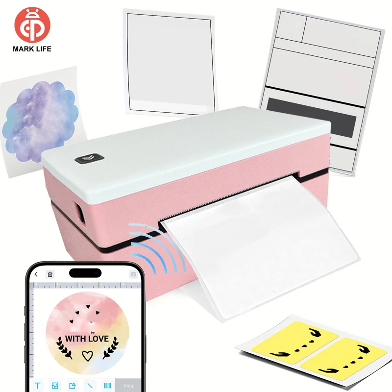 

4-дюймовый Термопринтер для этикеток Marklife D200 для печати клейких наклеек с Bluetooth и USB-интерфейсом, высокое качество для доставки