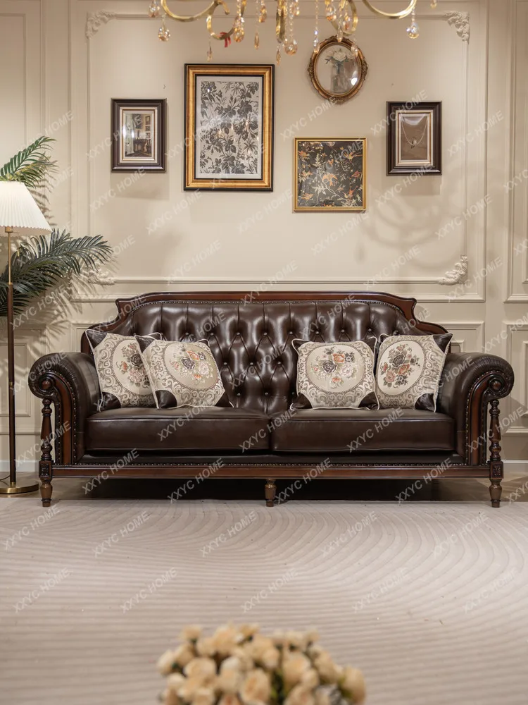 Household leather sofa first layer cowhide combination leather art single sofa