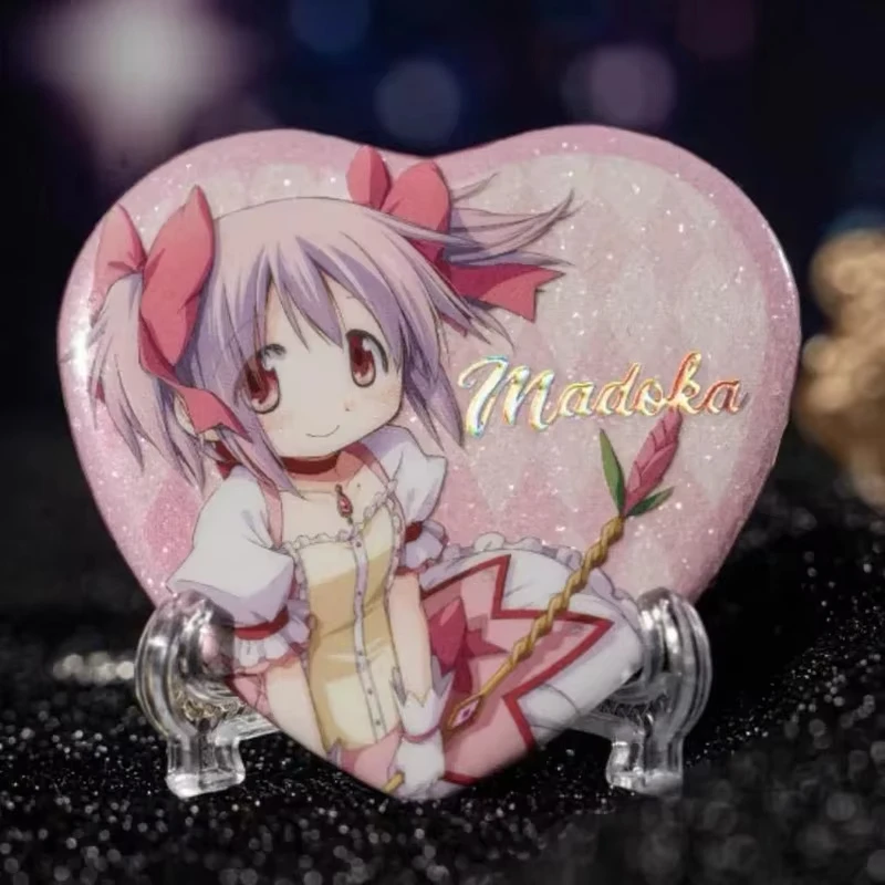 1/7pcs Anime Puelling Magic Madoka Magica Kaname Madoka Akemi Homura‌ 5CM Heart Badge Brooch Pin Collection Props Xmas Gifts
