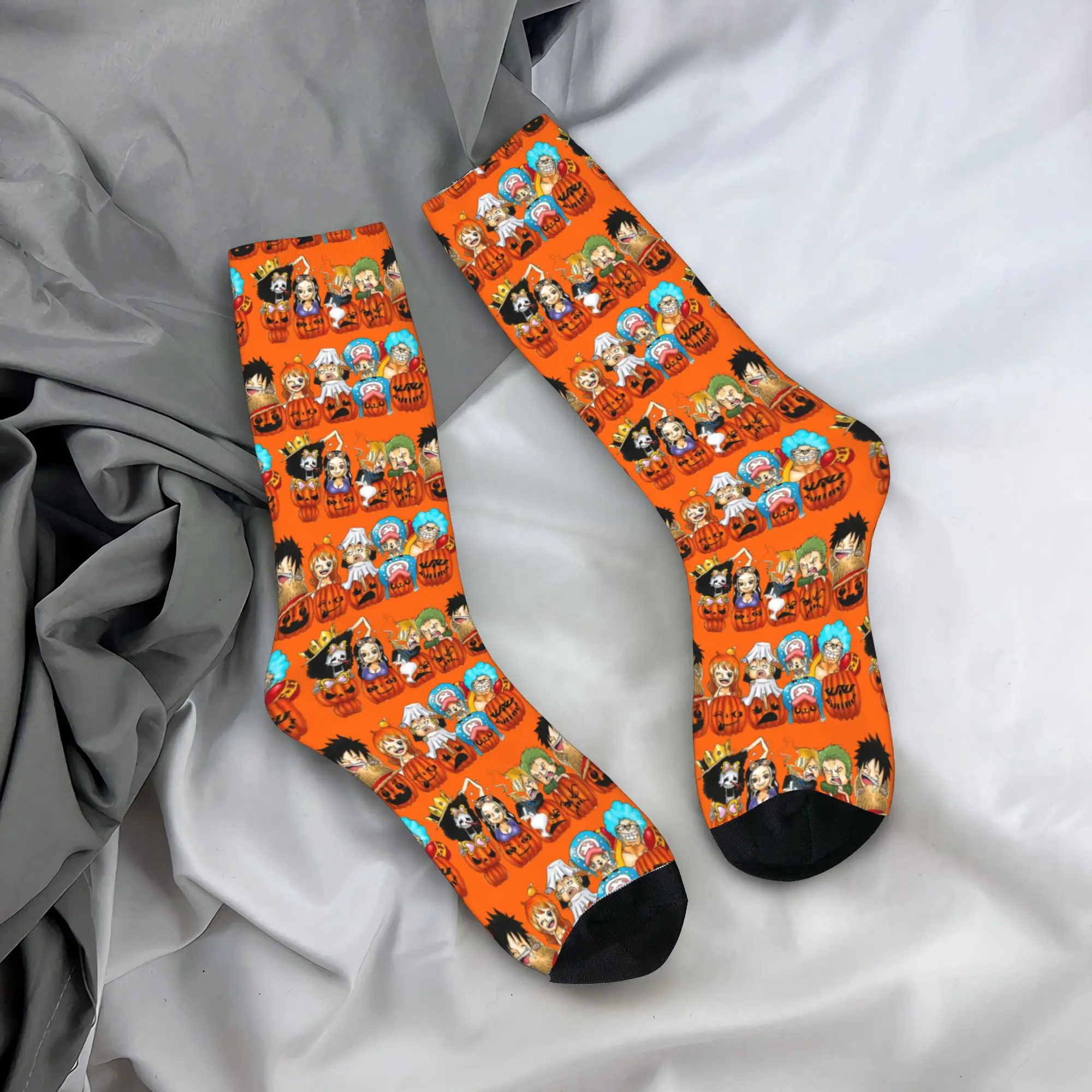 o-One-p-Piece-e onepieces Halloween luffys pumkin Socks for Women Men All Seasons  Cozy Long Socks Sweat Absorbing
