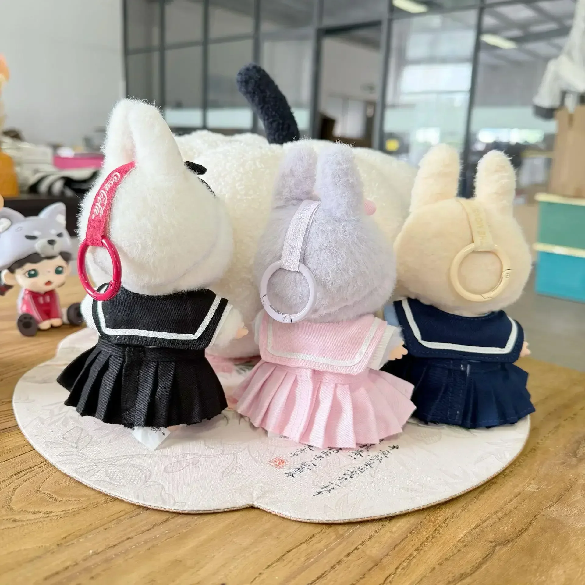 For 17cm Labubu Doll Anime JK Uniform 3Pc Set Cute School Sailor Dress Only Clothes Ropa Doll Accessory