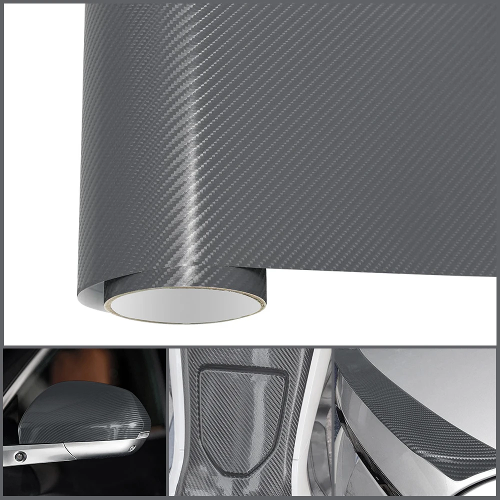 

Premium Matte 4D Carbon Fiber Gray DIY Film Car Full Body Wrapping Vinyl Roll PVC Decals Protective Cover Decoration Accessories