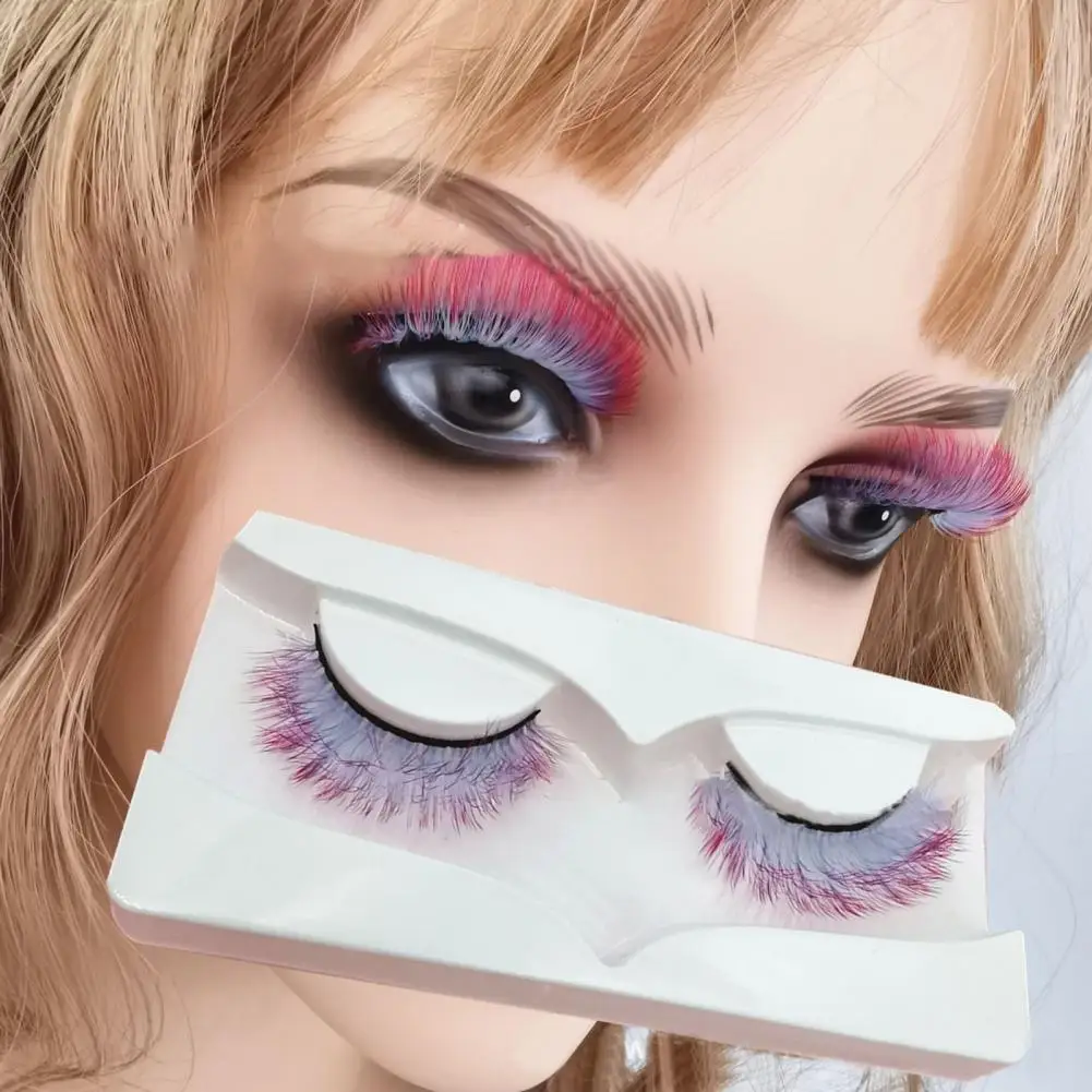 

Dropshipping!!1 Pair 3D False Eyelashes Fluorescent Comfortable to Wear Fiber Gradient Color Beauty False Eye Lashes for Women