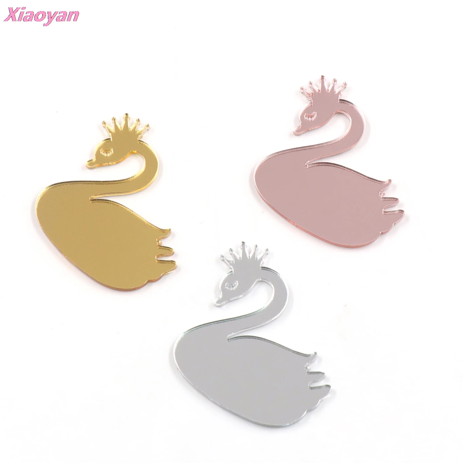 5pcs 50mm Swan Acrylic Birthday Favor Welcome Favors, Ramadan Gift, Party DIY Silver Rose Gold Mirror Acrylic