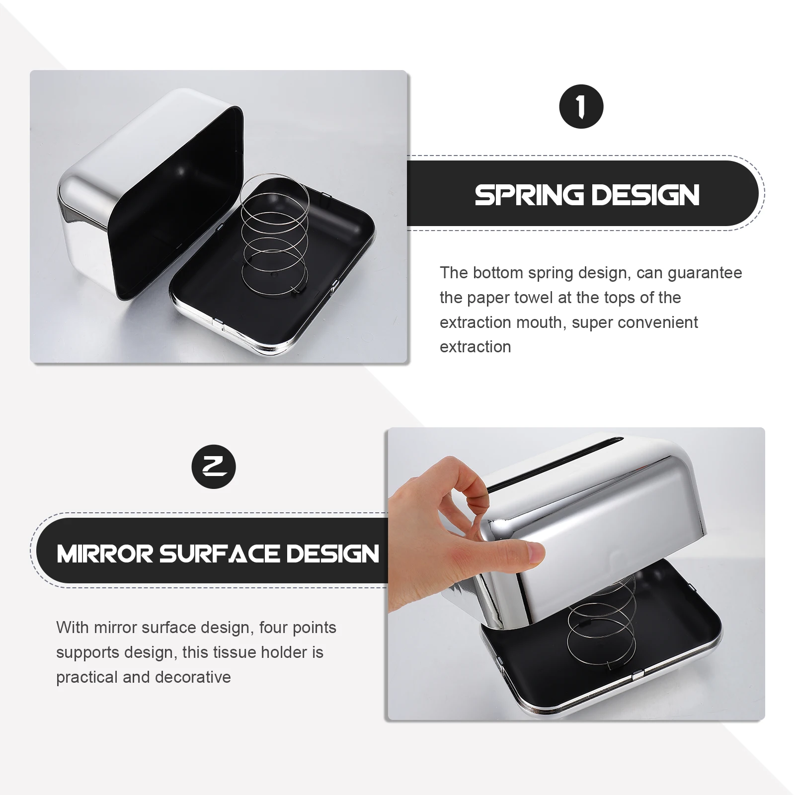 

Plastic Tissue Holder ABS Mirror Surface Napkin Case Wear Resistant Paper Box Home Office Car Bar Restaurant Hotel Decorative