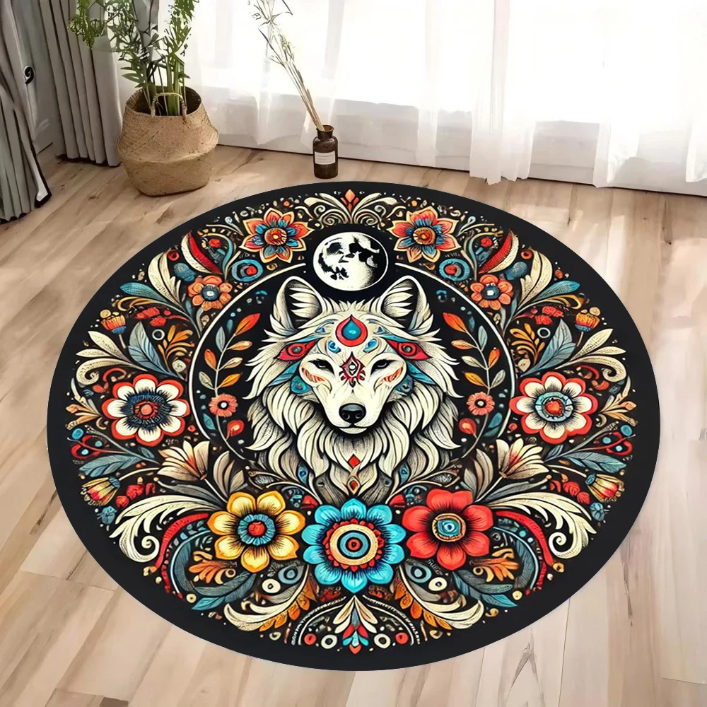 1pc The Retro Bohemian Forest King Circular Printed Carpet Is Inspired By The Mysterious Forest