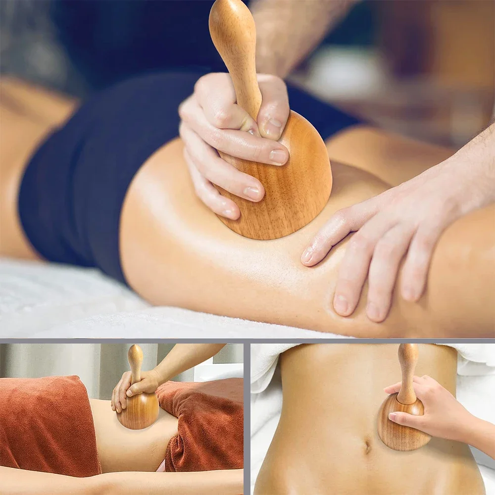 Wood Cupping Therapy Massage Tools Cup,Lymphatic Drainage Massager Tools for Maderoterapia Kit Body Sculpting Anti-Cellulite Cup