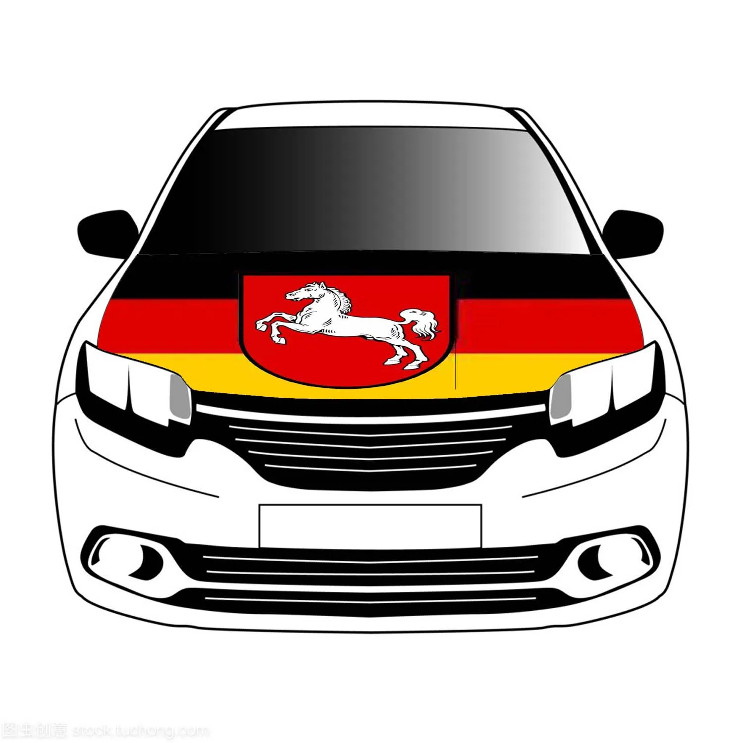 

Lower Saxony (Niedersachsen) state flags car Hood cover 3.3x5ft/5x7ft 100%polyester,engine elastic fabrics can be washed