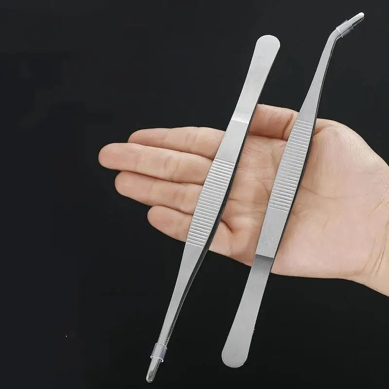 2Pcs 25cm Professional Stainless Steel Kitchen Tweezers For Electroplating Seafood Grilling Precision Cooking