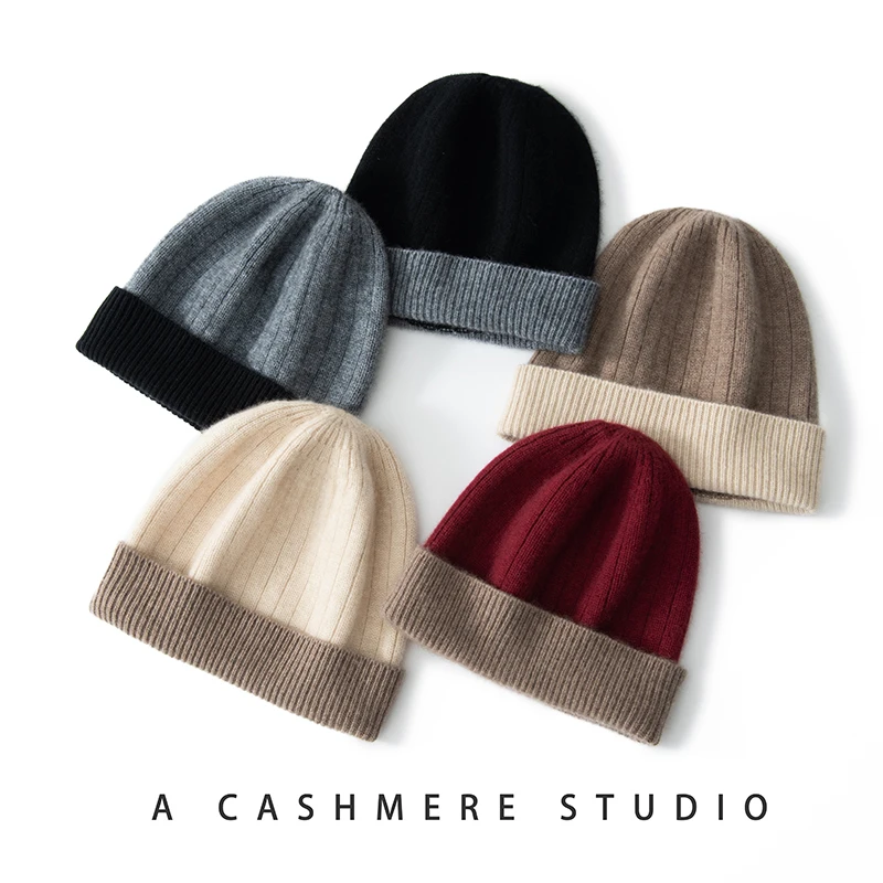 Top Qualität Winter Kaschmir Hüte Frauen Casual Outdoor Warm Halten Kopfbedeckungen Weiche Kaschmir Gestrickte Hut Unisex Skullies Mützen Kappe – Detail 1