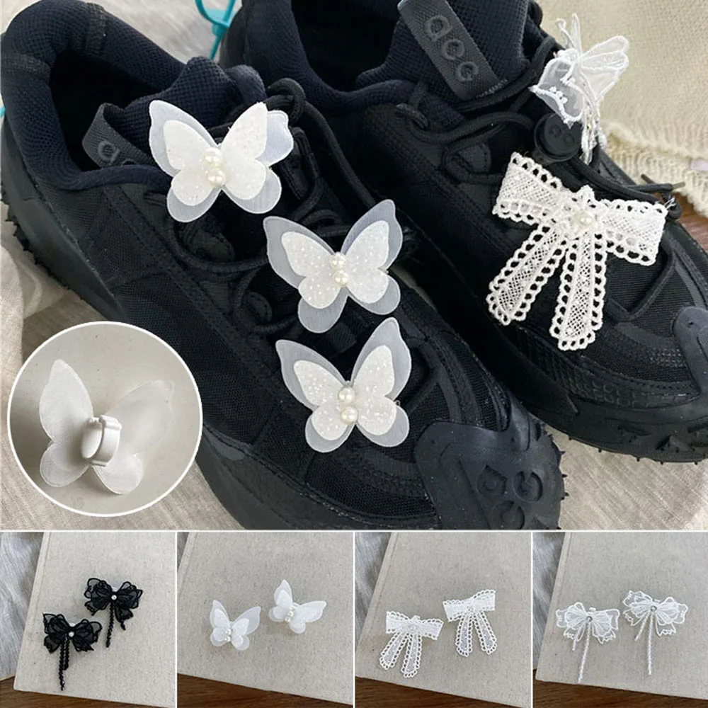 Sapato Coreano Pérola Diamante Arco para Menina, Nicho de Fivela, Chique, Personalidade, Malha, Renda, Flor, Versátil, Tênis, Casual, Acessório