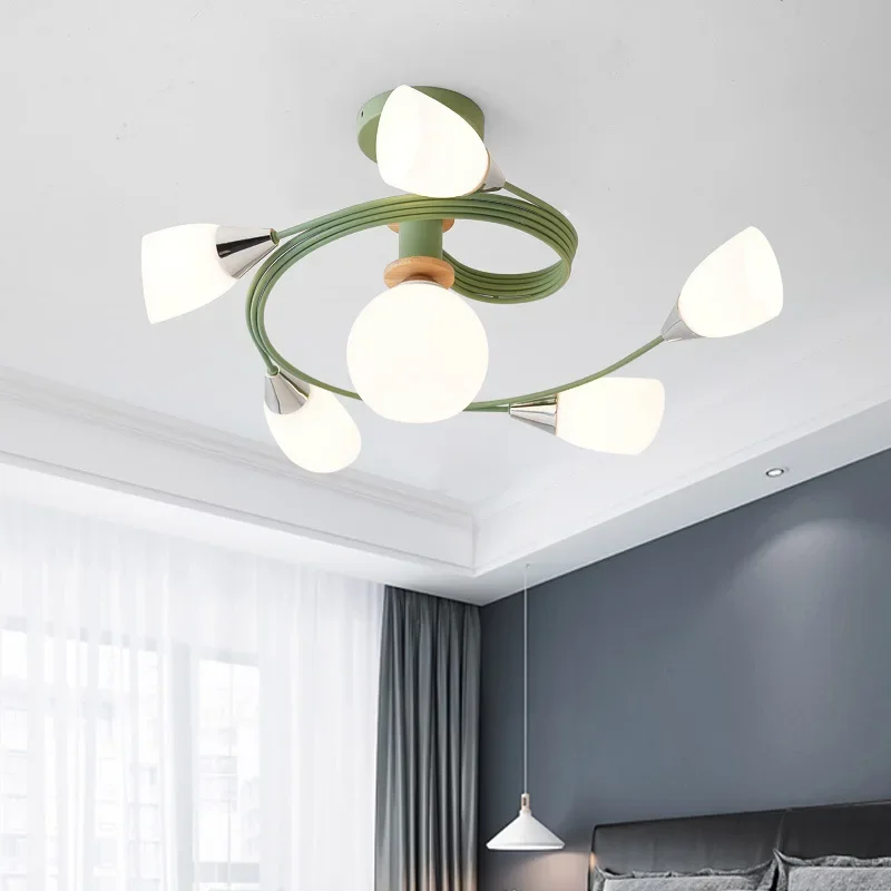 

American Macaron ceiling light simple dining room wrought iron chandelier children's bedroom wood living room light