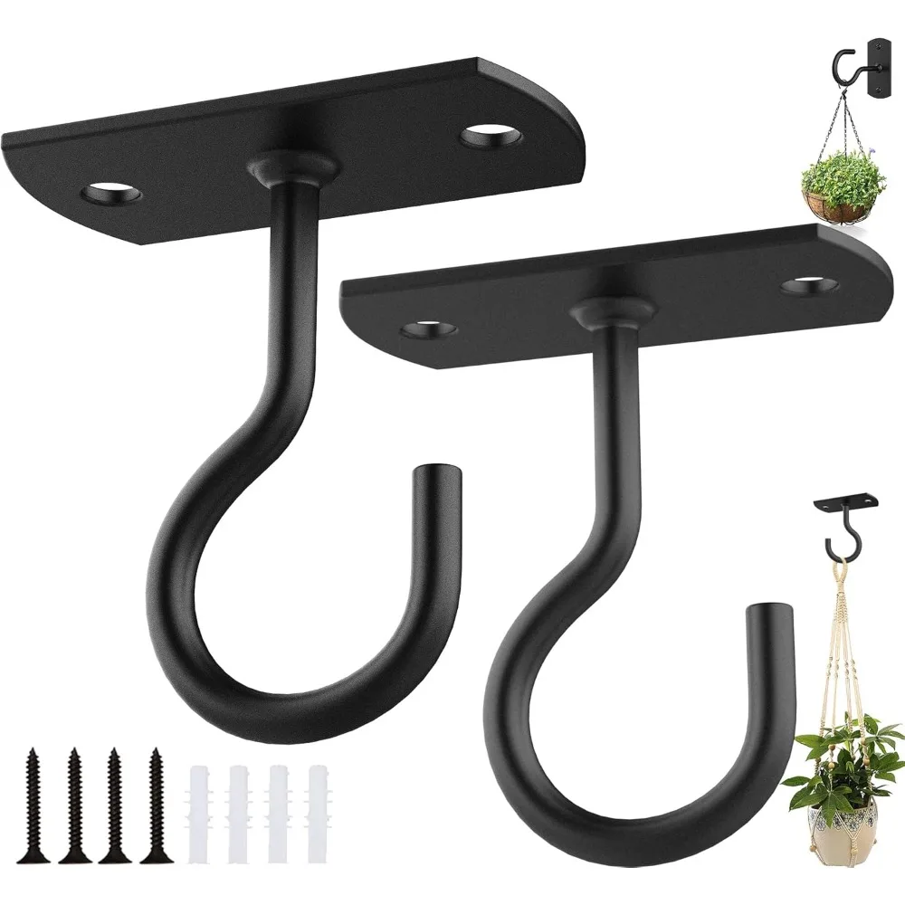 2PCS Ceiling Hooks for Hanging Plants Metal Rustproof Hook Garden Plant Display for Gardening Outdoor Decor Pegboard Accessories