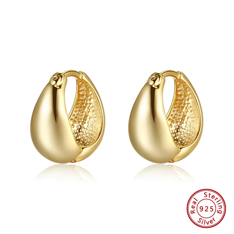 

925 Sterling Silver Earrings Original Certificate Smooth Gold Plated Ear Clip Earrings For Women Factory Direct Sales