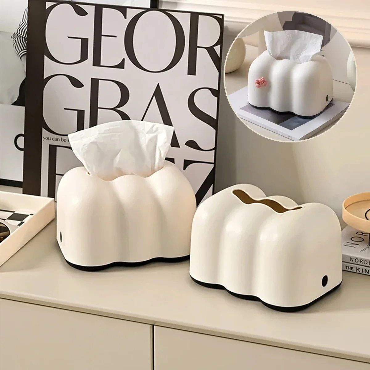 

Capacity Cloud Creative Tissue Box Household Bathroom Paper Suction Box High-End Sense Paper Suction Box Large