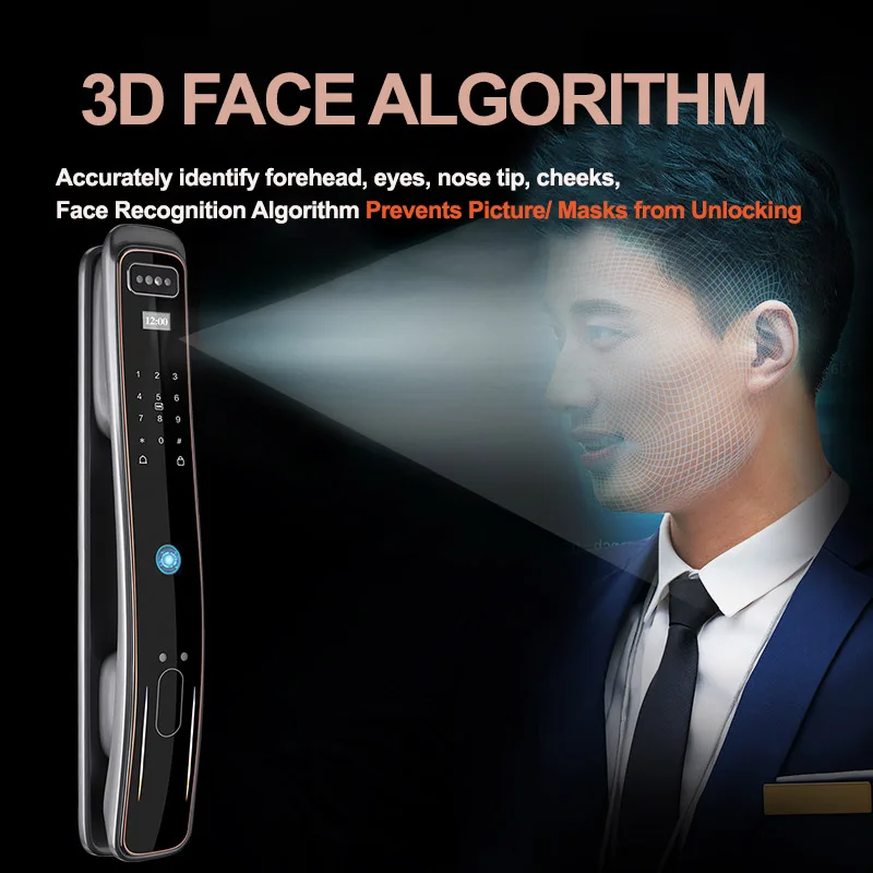 RAYKUBE DF8 3D Face Recognition Tuya ZigBee Biometric Smart Door Lock Security Face&Camera Fingerprint Lock With IC Card Spyhole