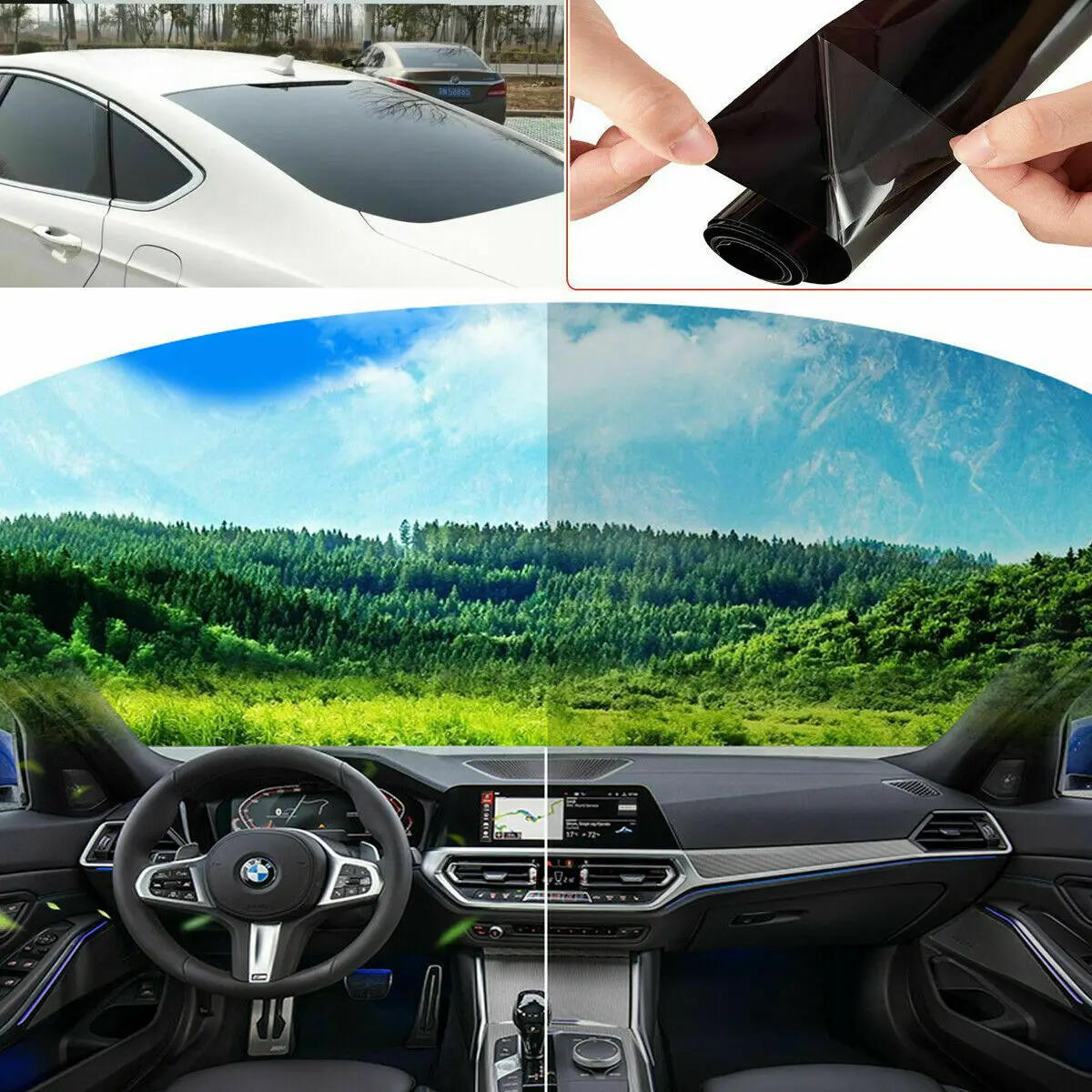 1 Roll 50cm X 3m 1/5/15/25/35 Percent VLT Window Tint Film Glass Sticker Sun Shade Film for Car UV Protector foils Sticker Films