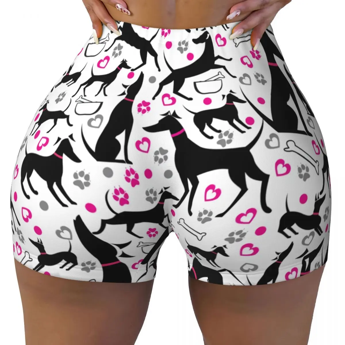 Custom Greyhound Workout Shorts Women's Whippet Hound Dog Gym Running Biker Yoga Shorts