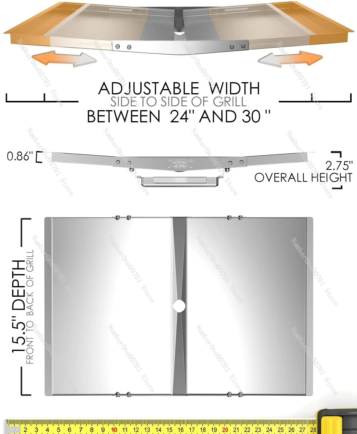 430 Stainless Steel Adjustable BBQ Grease Drip Pan, Universal Oil Drain Tray for Grilling & Roasting