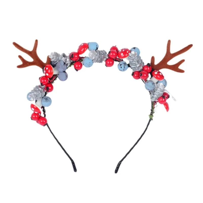 New Christmas Headband Small Antler Headdress for Girls Decorative Hair Carson Tie Fairy Reindeer Hair Accessories Party