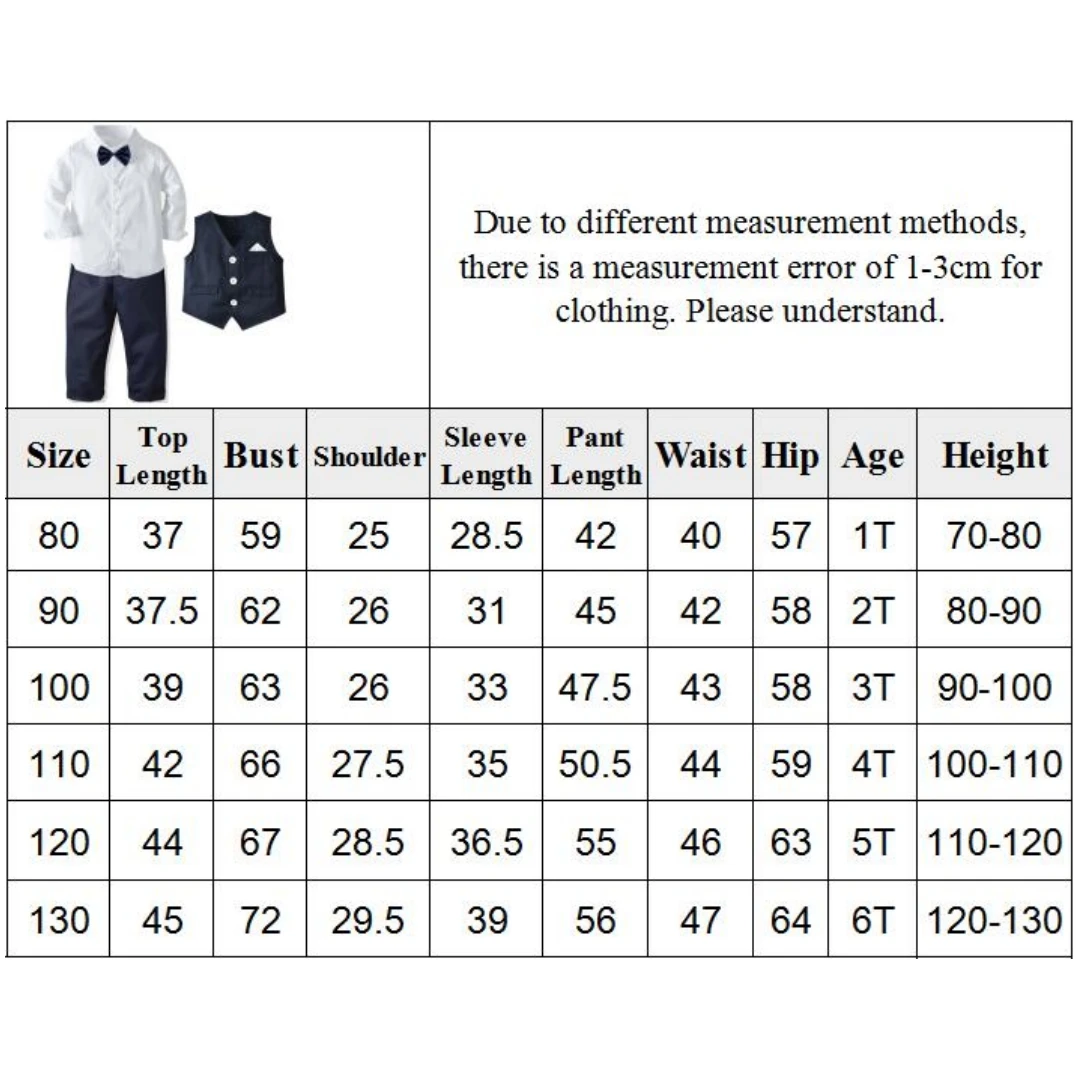 Formal Birthday Boy Outfits Cotton Kid Clothes Set Toddler Long-sleeved Shirt with Bow Tie + Vest + Trouser Suit Boys Party Wear